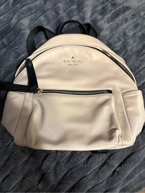 kate spade Cream Nylon Backpack with Black Straps
